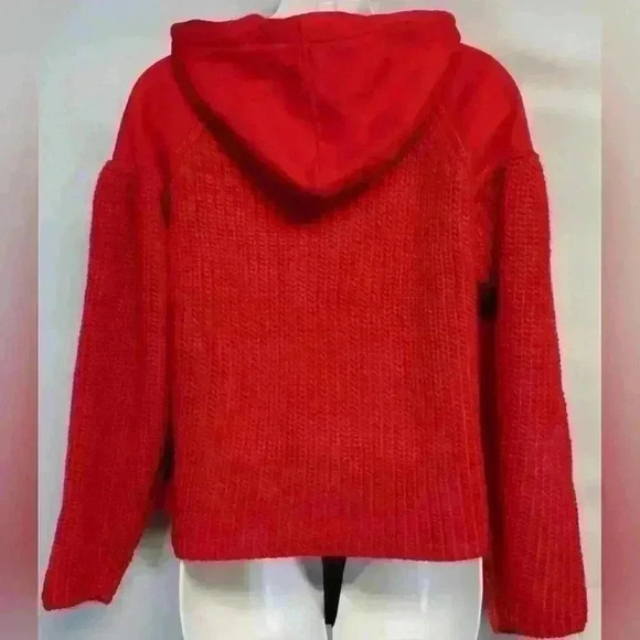 Women's ASOS Red Knit Sweat Hoodie LS Sz 0 - Picture 4 of 11